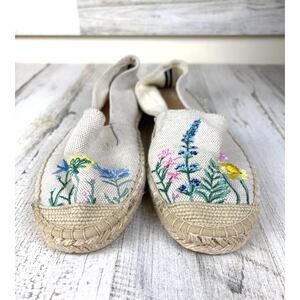 Joules Womens 11 Cream Shelbury Floral Embroidered Slip-On Espadrille Loafer NEW